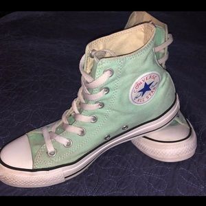 Mint colored high top Converse Chuck Taylors